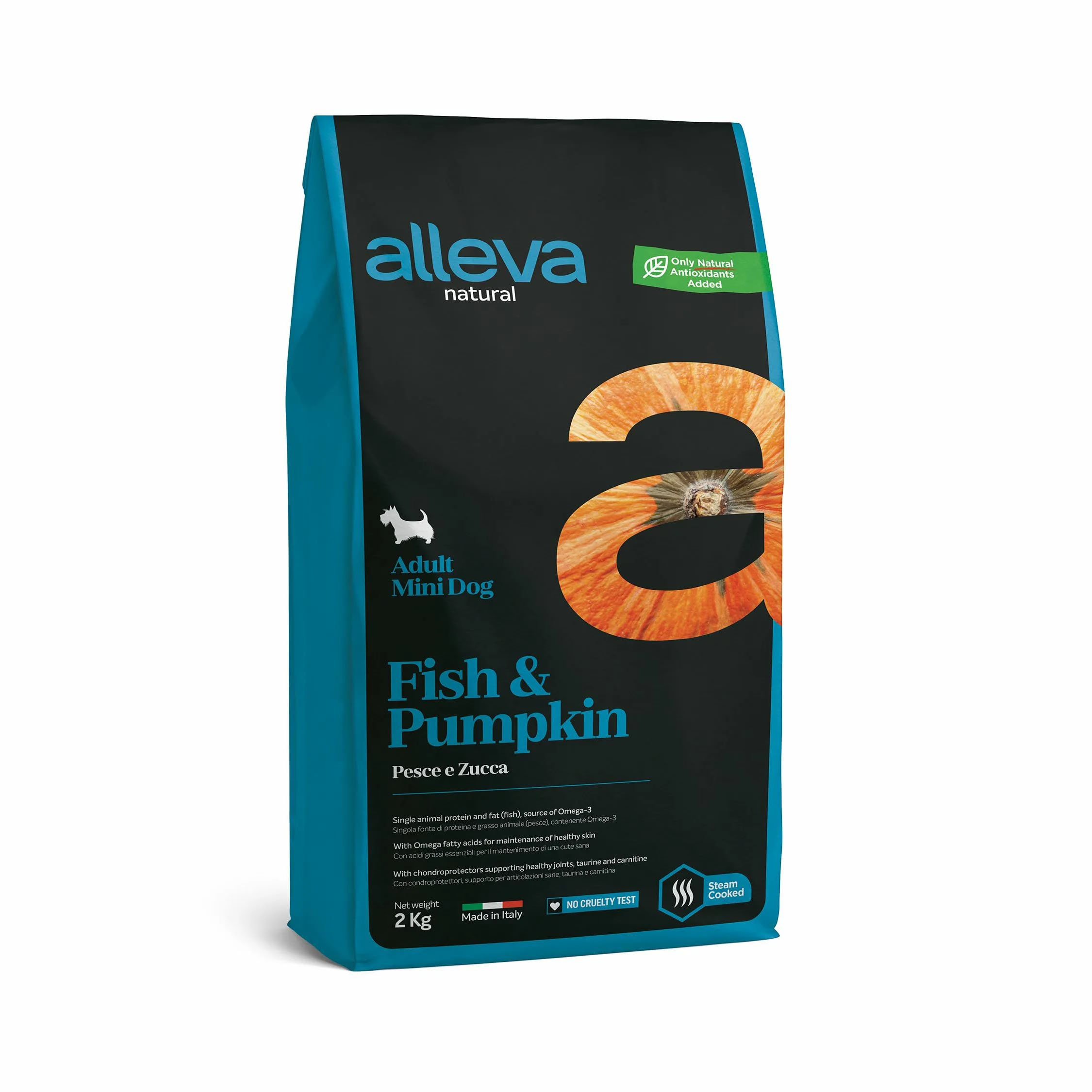 мини с тыквой Alleva Natural сухой корм для взрослых собак мелких пород со вкусом рыбы и тыквы — изображение 1
