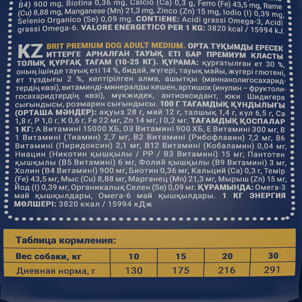 Brit Premium Dog Adult Medium сухой корм для взрослых собак средних пород со вкусом курицы — изображение 4