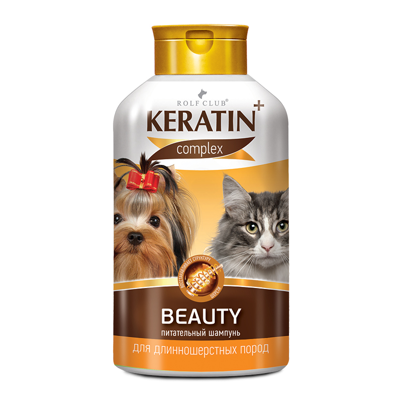 r501-2 KERATIN+ Beauty , шампунь питательный для кошек и собак, 400 мл — изображение 1