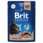 BRIT PREMIUM, Пауч для взрослых стерилизованных кошек, куриная печень в соусе