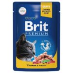 BRIT PREMIUM, Пауч для взрослых кошек, лосось и форель в соусе