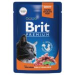 BRIT PREMIUM, Пауч для взрослых стерилизованных кошек, лосось в соусе
