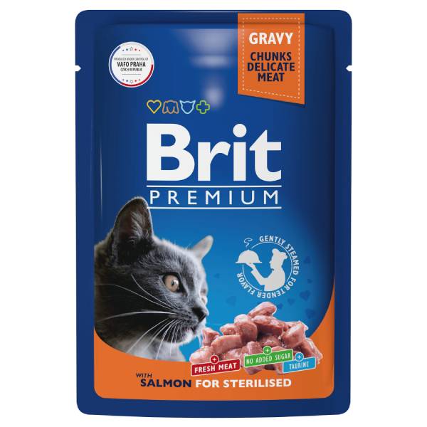 good-e4abdc21-f3d6-11ed-a598-b07b25e4d639 BRIT PREMIUM, Пауч для взрослых стерилизованных кошек, лосось в соусе — изображение 1