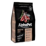 AlphaPet Superpremium Сухой полнорационный корм с ягненком и рисом для взрослых собак мелких пород с чувствительным пищеварением