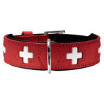 Hunter ошейник для собак Swiss 32  кожа красный / черный