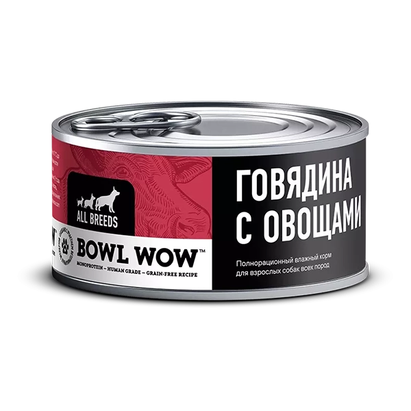 100g_canned_govyadina1 Влажный корм monoprotein для собак: говядина с овощами BOWL WOW — изображение 1
