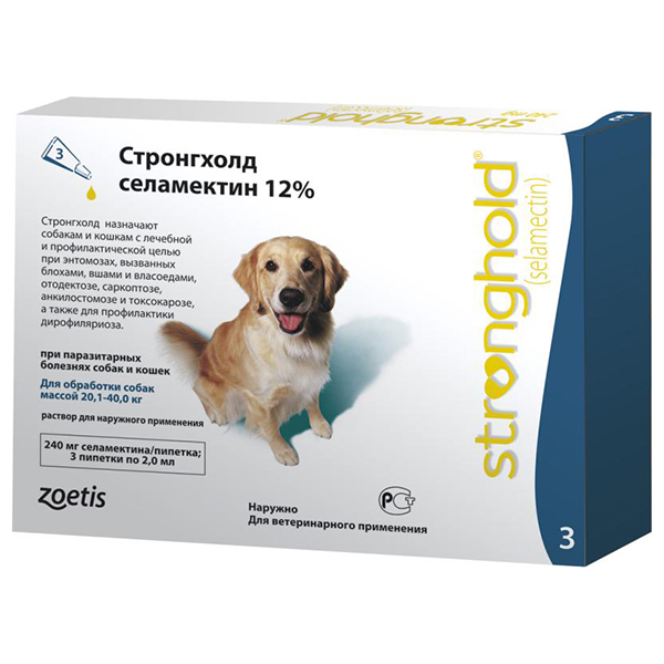 bfa61p13m8u2hu36kv1zylhv281l3983 Стронгхолд 12% для собак 20,1-40 кг, капли на холку 1 пипетка — изображение 1