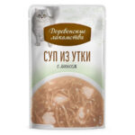 Деревенские лакомства "Суп из утки с лососем" лакомство для кошек 4x35г