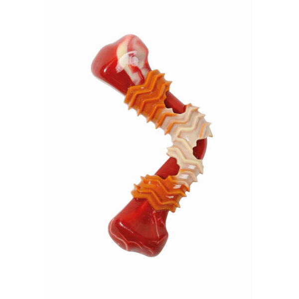 MPets Carnivore игрушка для собак кость бумеранг, вкус бекона, красная 17.8 x 9.3 x 4.1 см — изображение 2